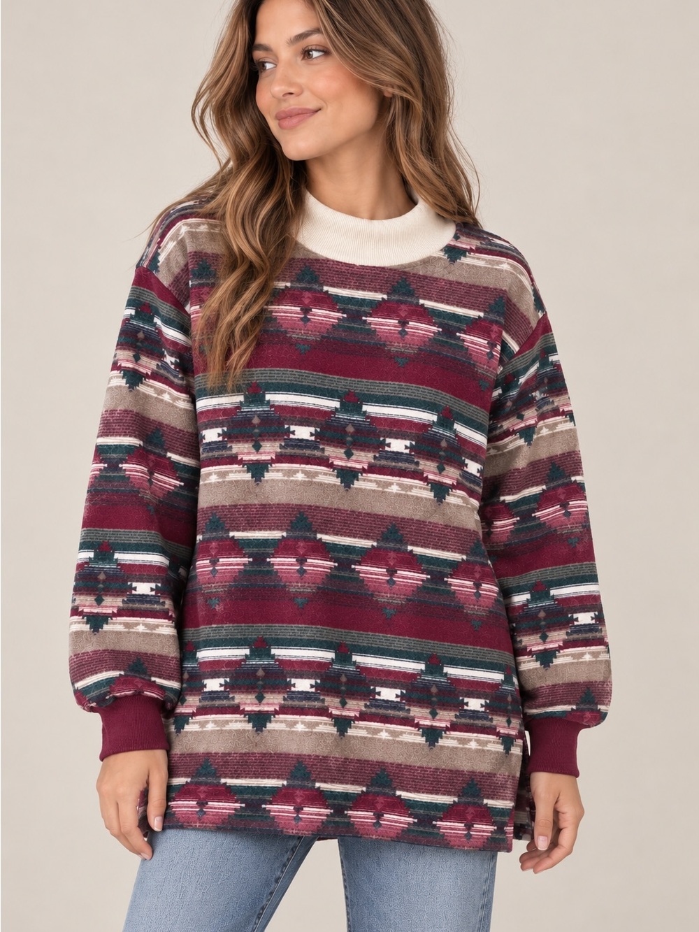 Vintage Blair L Southwestern Geometric Pullover 90s Boho Grandpa Sweater